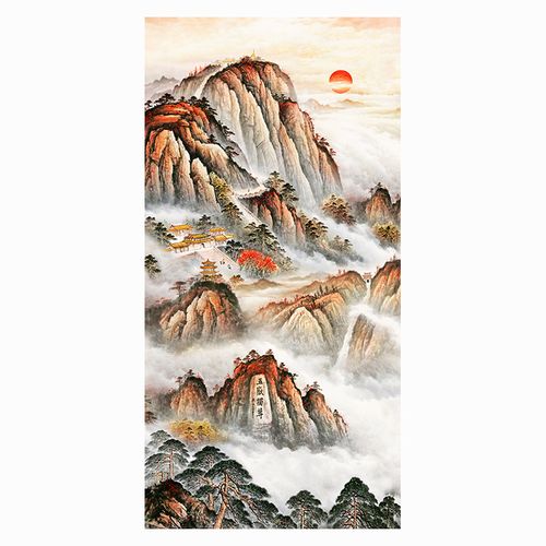 高清晰无水贴图装饰墙壁背景墙背景靠山竖幅风景现代装饰画