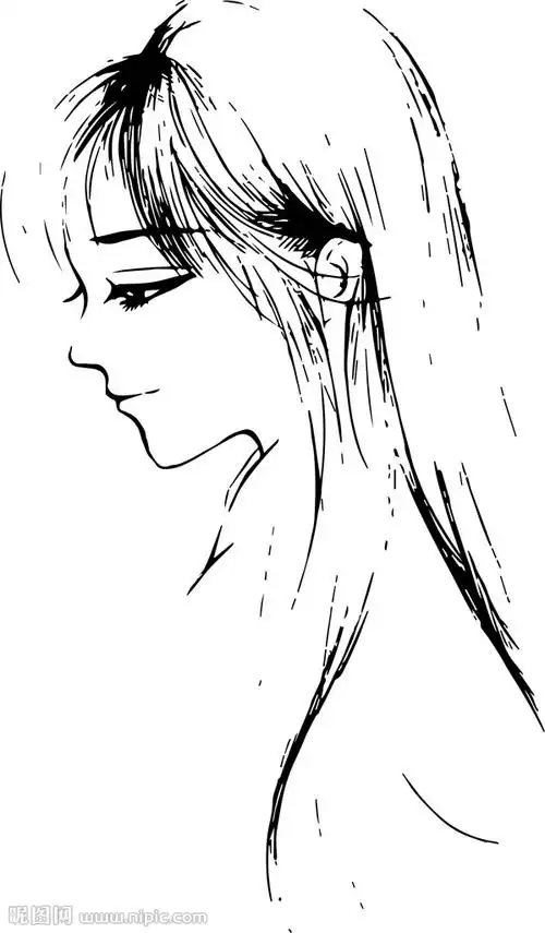 女侧面线稿图片
