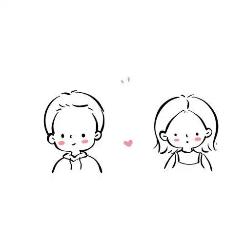 简笔画情侣头像一男一女一对