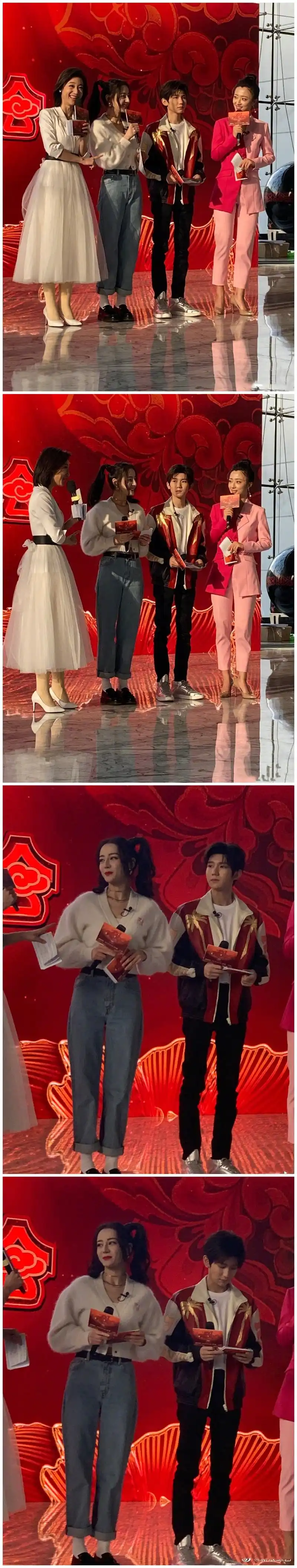 迪丽热巴王源罕见同框女方扎双马尾尽显俏皮可爱男方青春帅气