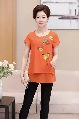【给利伴】免费领天猫网彩虹妈妈中老年女装妈妈装40-50岁夏装中年t恤