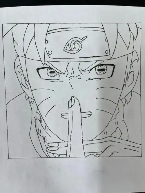 临摹线稿火影忍者鸣人