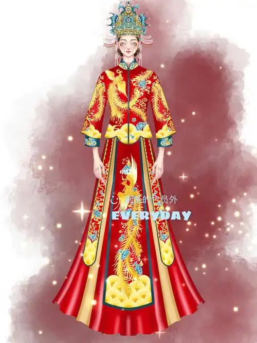 线稿秀禾设计_秀禾服_设计_线稿_礼服_中式秀禾_婚嫁_婚礼造型