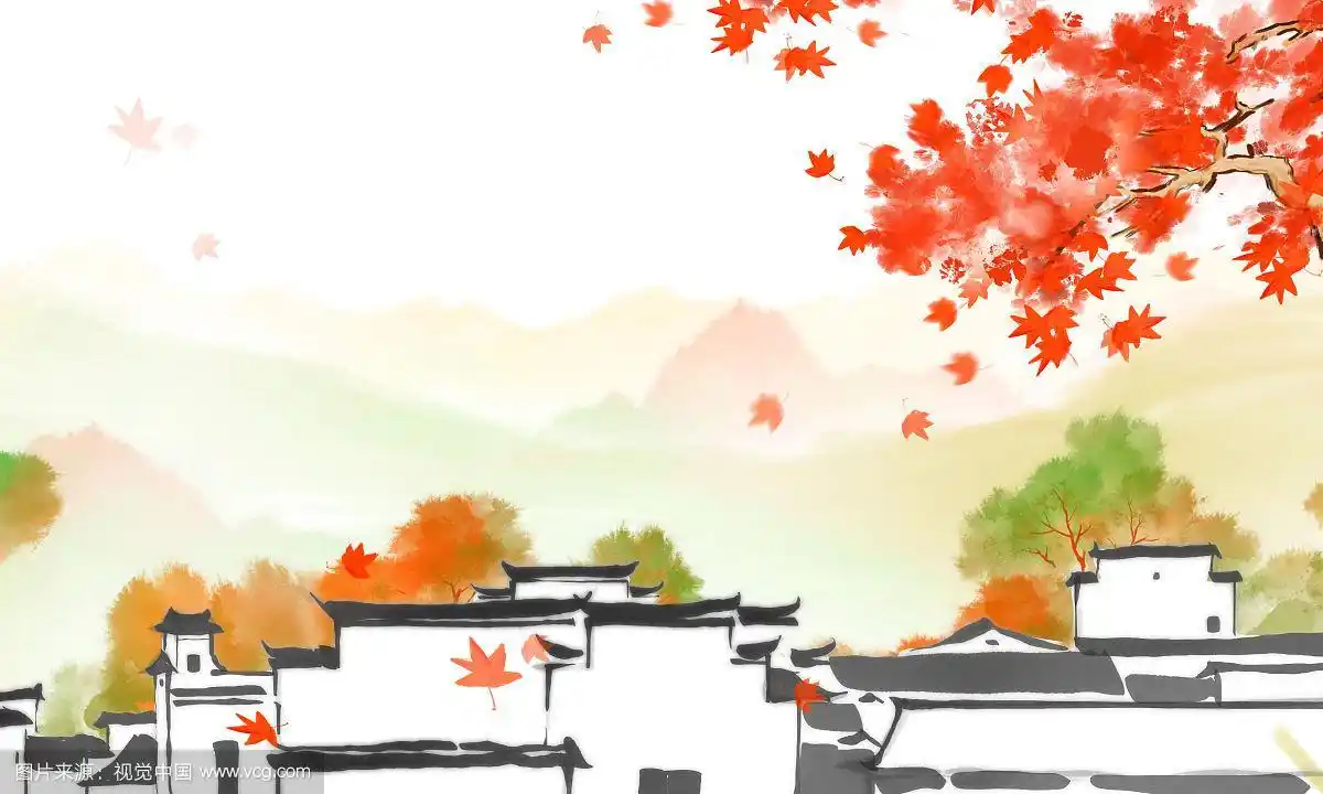 中国风水墨画江南古镇风景画