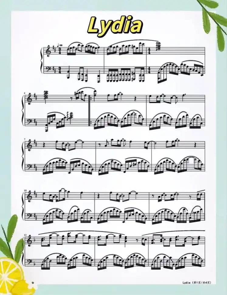 飞儿乐团《lydia》钢琴谱,弹起来!唱起来!用首歌和202 - 抖音
