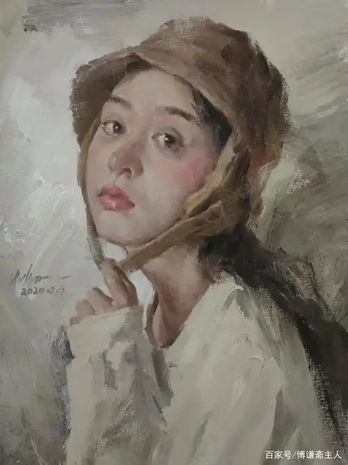 人面桃花相映红:水粉画笔下的年轻女性肖像作品