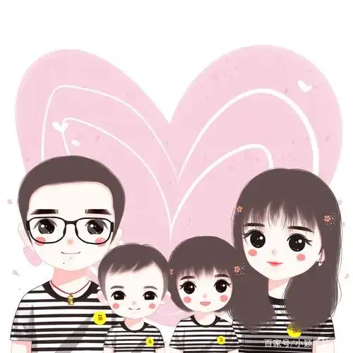 专注喜欢的事,一家四口手绘头像,幸福如此简单