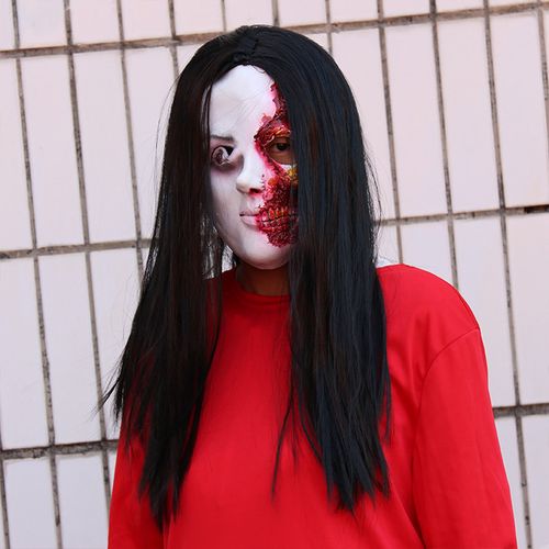 女鬼面具万圣节乳胶恐怖面具鬼屋密室逃脱剧本杀道具厂家批发