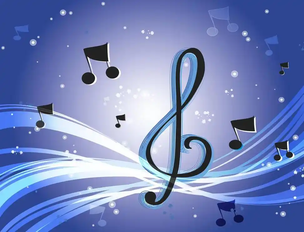 音乐,音乐在蓝色背景中的插图