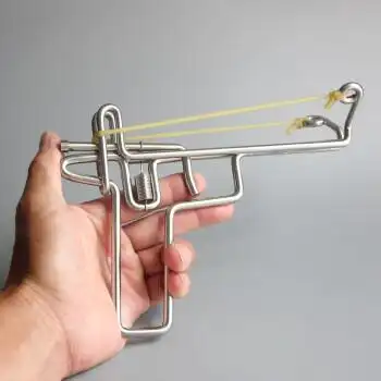 歆诗家创意工艺品纯手工304不锈钢皮筋枪纸弹枪钢丝枪7080后怀旧玩具