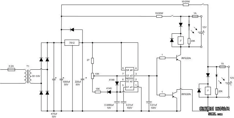 求12v10a免维护电瓶充电器设计电路图