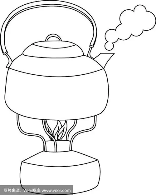 水,蒸汽,壶,沸腾的,轮廓