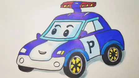 儿童卡通画 小于老师教你画 勇敢正义的警车波利