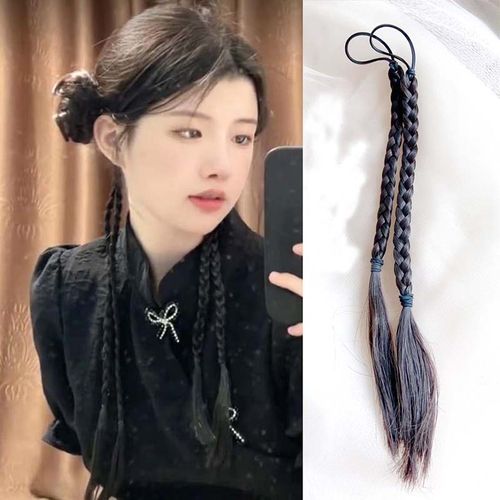 国风少女新中式发型古风麻花辫编发头饰网红假发辫子发绳盘发配饰