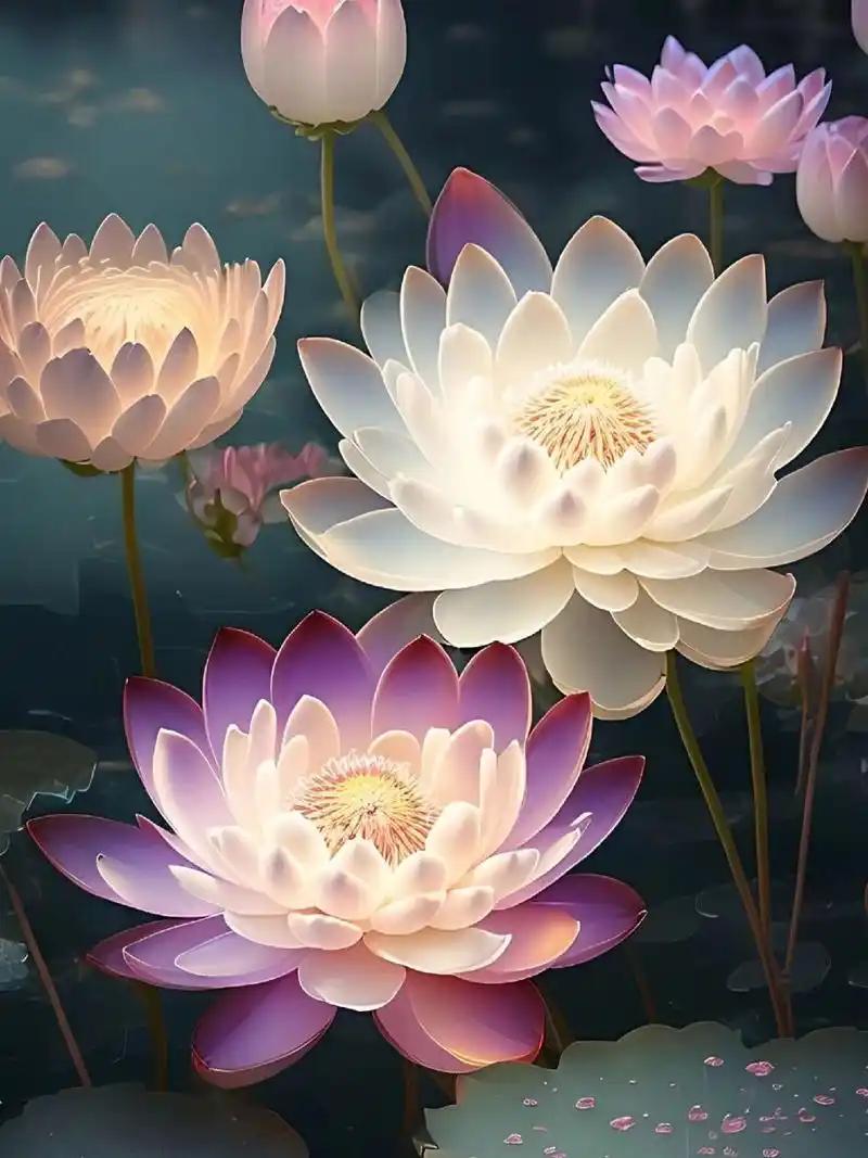 莲花|8k高清壁纸 最是那一低头的温柔, 像一朵水莲花不胜凉风的娇羞