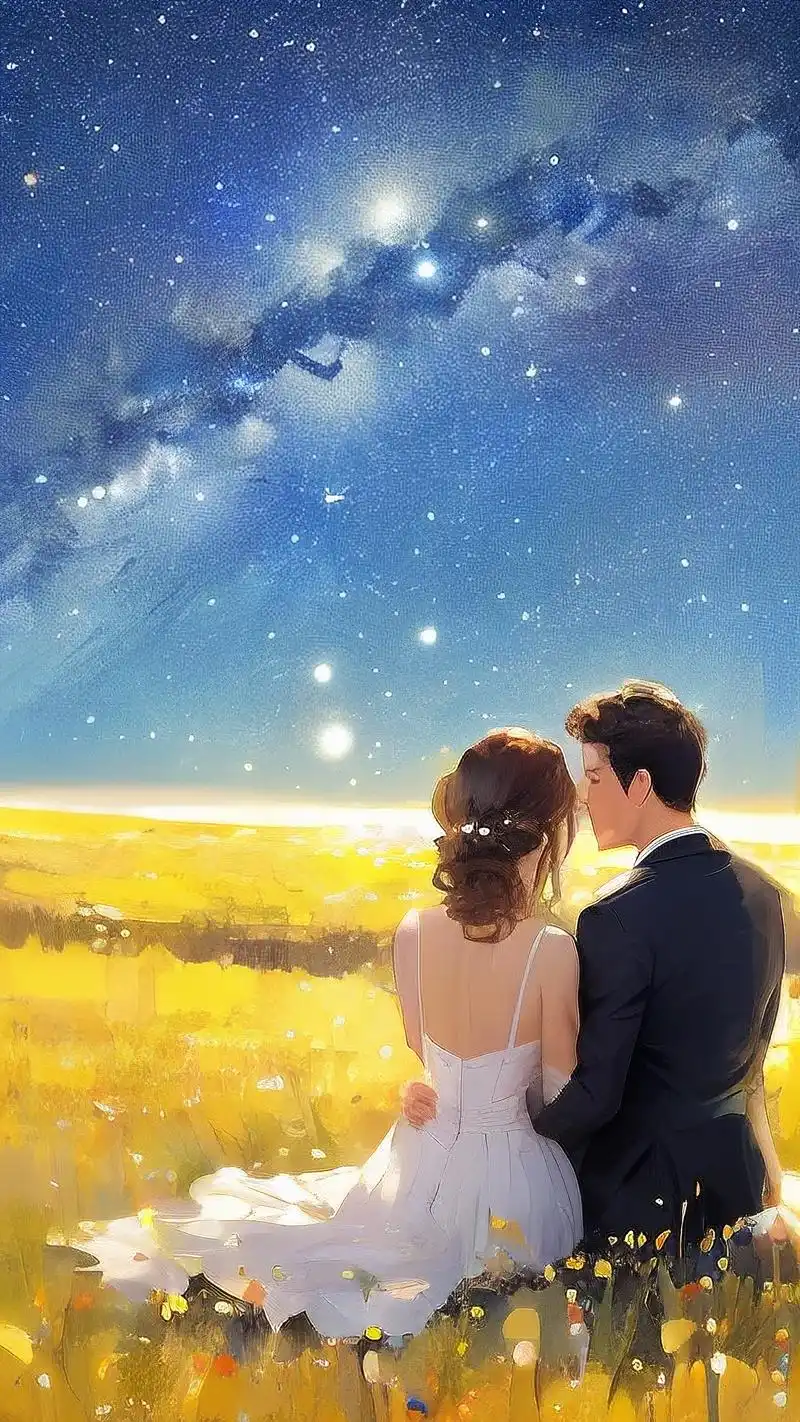 爱情背景图,浪漫星空下的情侣💑