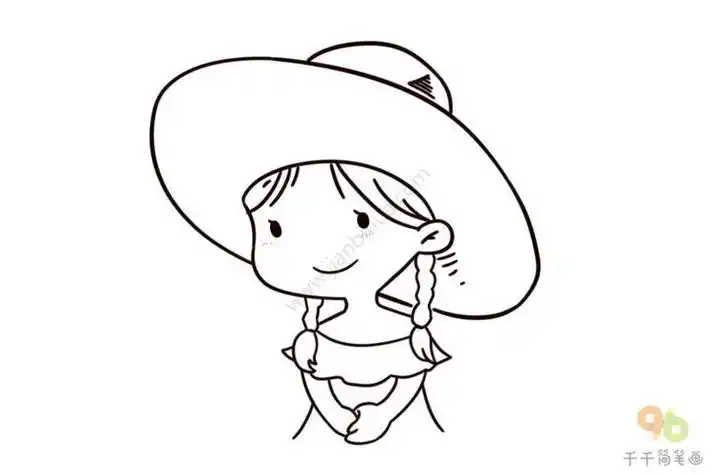 戴帽子的小姑凉简笔画女孩简笔画