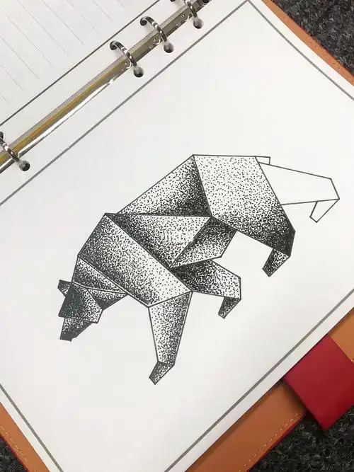 78用简单几何图案画一只熊【黑白简笔画】超适合新手练习点状画哟