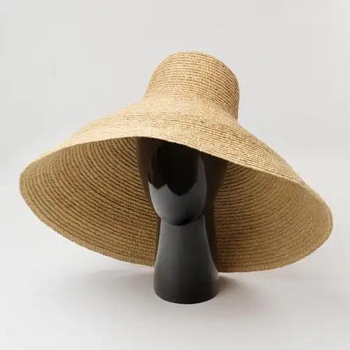 草帽欧美春夏新款锥形加大帽檐拉菲帽子