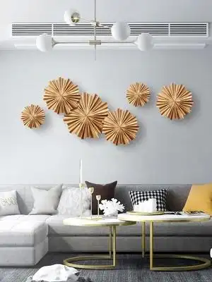 新中式客厅背景挂饰木质墙面装饰挂件立体玄关壁饰壁挂墙上装饰.