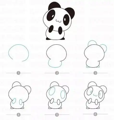 站着的熊猫简笔画带颜色