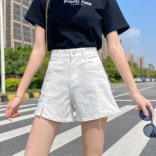 白色大码牛仔短裤女