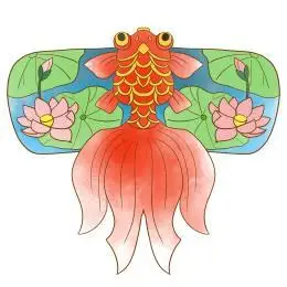玩具荷花金鱼风筝插画