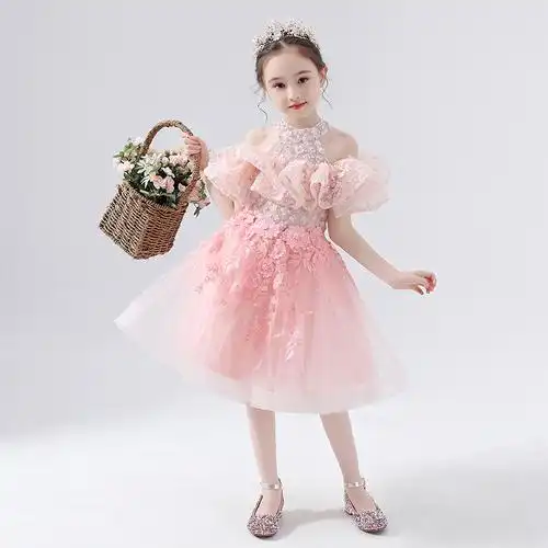 公主裙女童蓬蓬纱洋气花童晚礼服儿童走秀模特演出服小女孩主持人