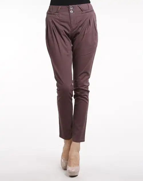 巧克力色休闲长裤