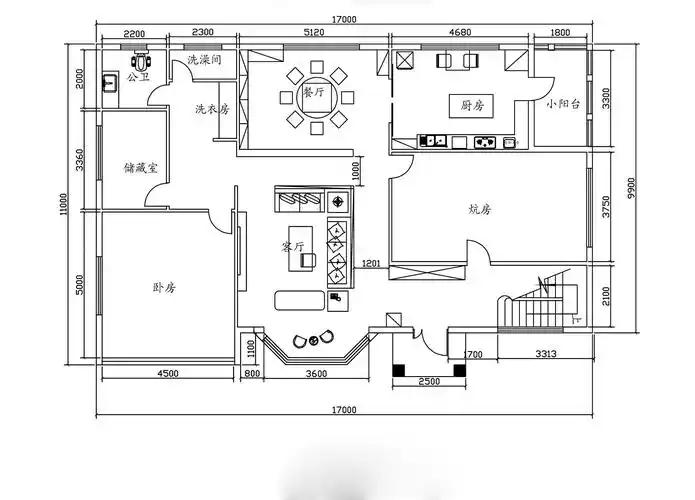 一室两厅房子设计平面图
