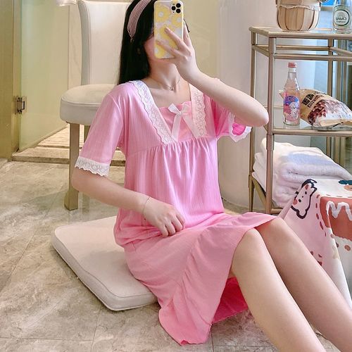 睡裙睡衣女夏短袖公主风v领学生韩版可爱古风宽松网红夏季家居服