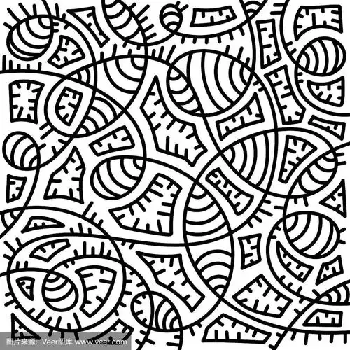 抽象涂鸦背景.手绘混乱的线条,黑白相间.矢量图