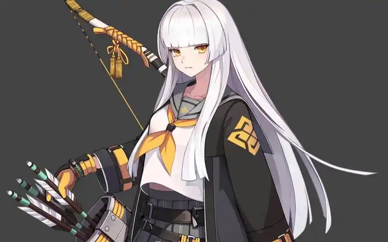 二次元白发御姐-弓箭手,传统手绘低模制作,3dmax游戏建模