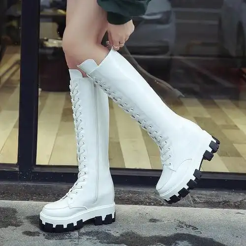 系带长靴绑带女靴子2019新款秋冬长筒过膝高筒网红皮靴马靴骑士靴
