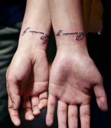 手臂简约清新英文情侣纹身图案