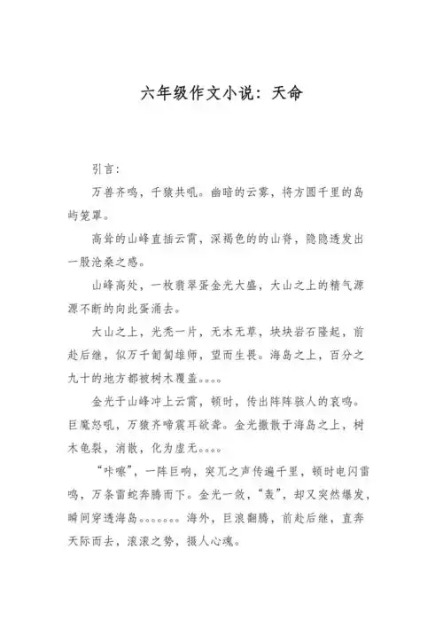 六年级作文小说天命