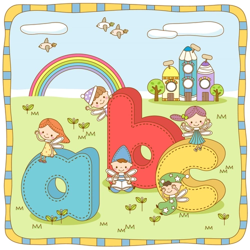 卡通漫画插画英语字母背景