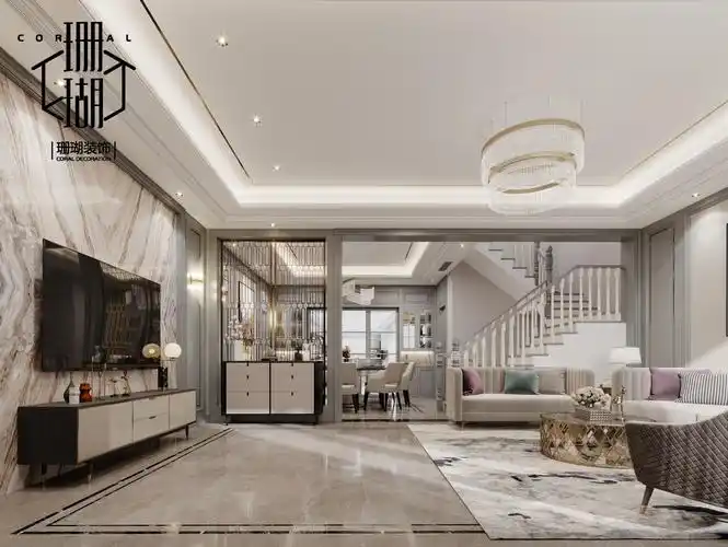 别墅装修|中央美墅330㎡_现代轻奢风格_诸暨别墅装修大宅设计 - 诸暨