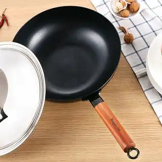 商品拜格炒锅厨房32cm精铁炒锅电磁炉通用炒锅加厚炒菜锅家用烹饪铁锅