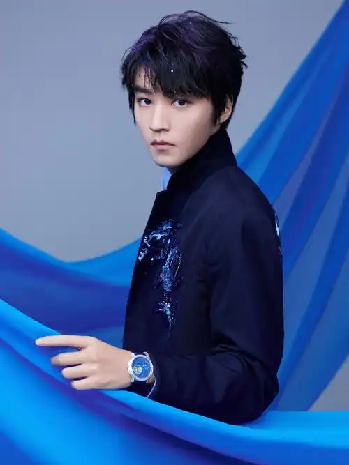 王俊凯蓝色刺绣西装##王俊凯又露红鞋底了