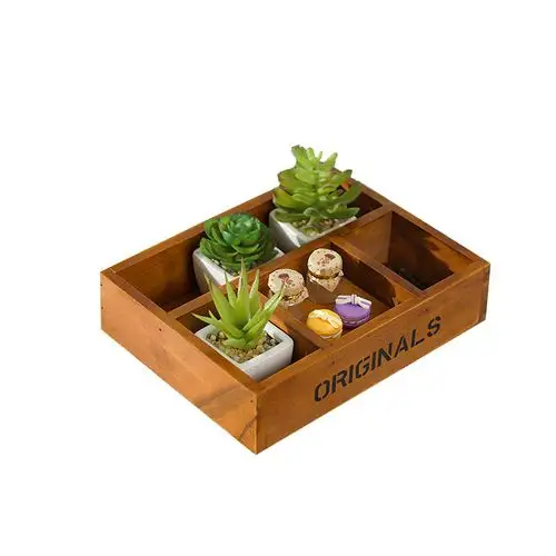 桌面木质木质化化妆品收纳zakka盆栽多肉实木盒子桌面收纳盒