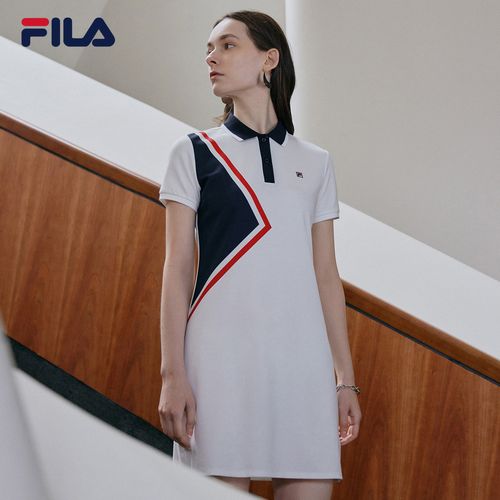 fila斐乐女子连衣裙2021夏季新款时尚休闲舒适透气运动连衣裙长裙