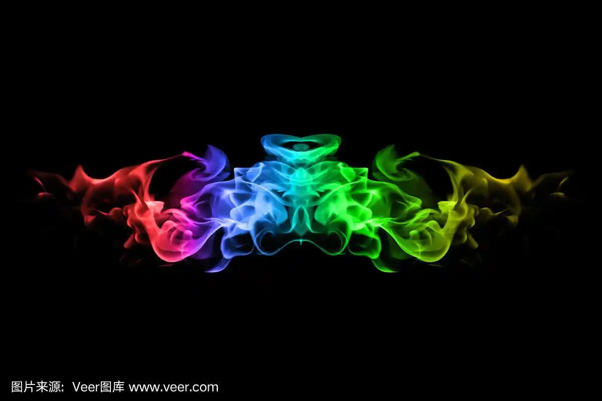 抽象的彩色火焰火焰在黑色的背景