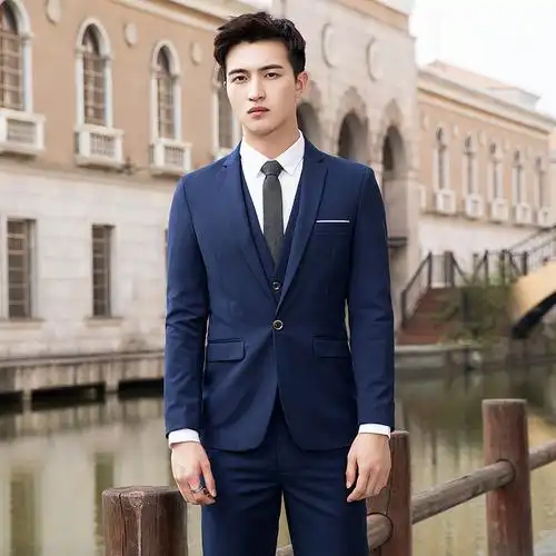 leone西服套装男三件套正装职业商务西装男新款售楼部销售工作服工装