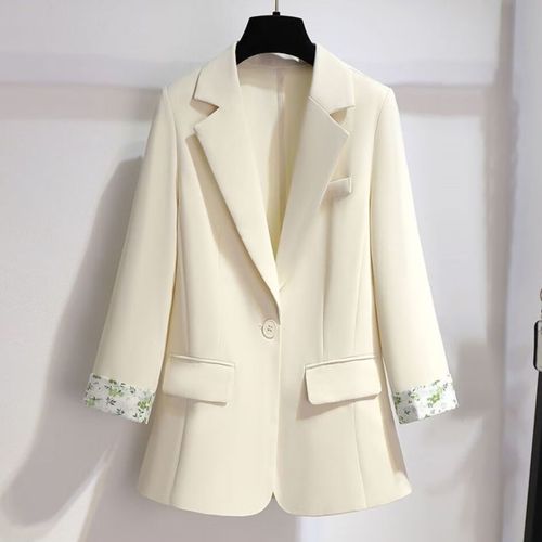 显瘦套装30-40岁春秋季大码胖妹妹2024春秋新款韩版洋气 8206米色西装