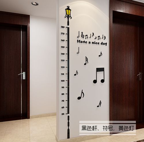 2021身高宝宝移除量d身防水贴纸房间身高高墙尺贴亚克力可3d立体.