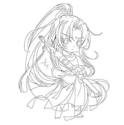 黑白线稿橡皮章素材魔道祖师动漫金凌