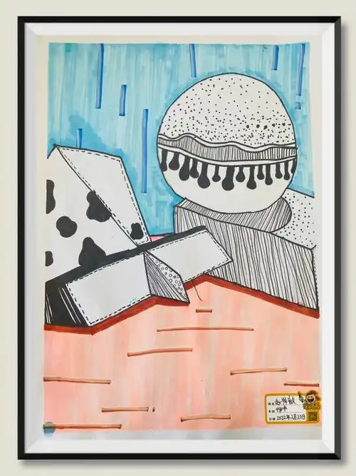 儿童创意美术创意素描学生作品