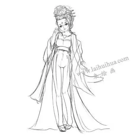 古代宫廷贵妃卡通漫画素描画法