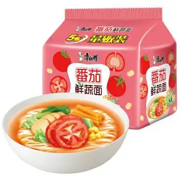 康师傅方便面熬制高汤番茄鲜蔬面袋面泡面五连包休ksf番茄鲜蔬面